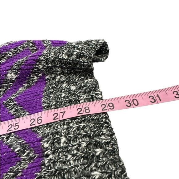 D. D. Sloane purple and gray heather chevron striped long sweater size large - Picture 3 of 11